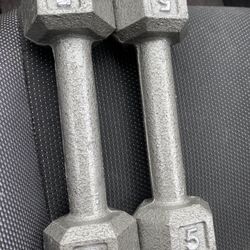 Pair Of 5 Pound Metal Weights 