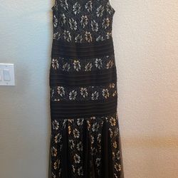 Black And Gold Cocktail Dress, Candalite Petite, Size PS