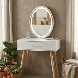 Modern Vanity w/ Mirror & Drawers – Fully Assembled, Ready to Use