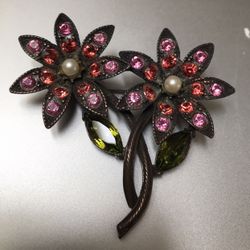 Designer R.J.Graziano Flower Bouquet Brooch Signed 