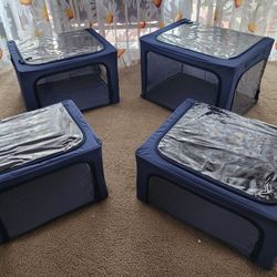 Set of 4 Assorted Collapsible Storage Containers with Durable
Handles Durable Zipper - Navy Blue