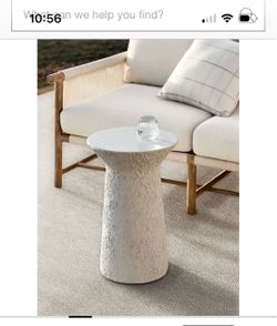 Crate & Barrel White Concrete Indoor/Outdoor Side Table 14”