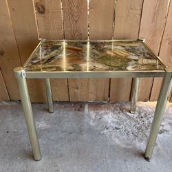 Vintage Resin and Stone Gold Plated Coffee Table, 1970s