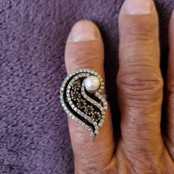 1950'S 925 Silver Turkish Teardrop Cocktail Ring Size 9