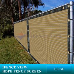 Ifenceview 3' x 15' Beige Shade Cloth Fence Privacy Screen Fabric Mesh for Construction Site, Chain Link Fence, Yard Deck Balcony Driveway Railing