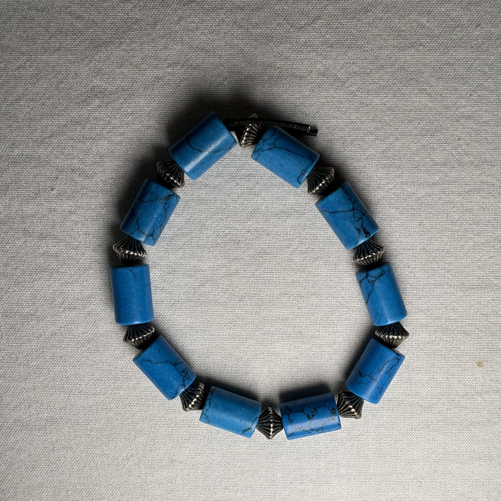 Turquoise & Silver Bracelet 8” Natural Stone Southwestern Style