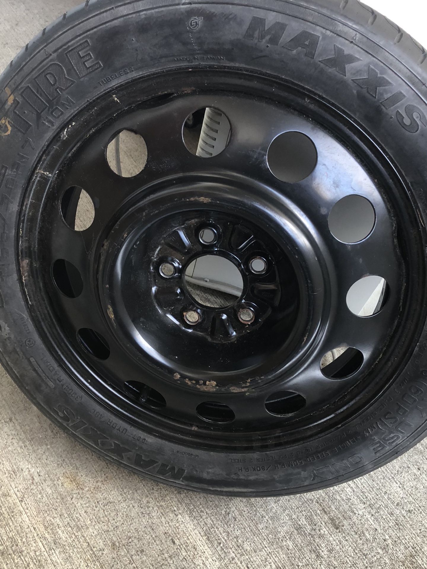 Spare tire for Ford Mustang Brand new never used$50, Bike rack fits 3 bikes $35, car left Jack $25, Mounted Roof Cross Bars $80, Ford mustang original