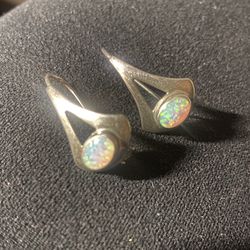 Sterling Silver Earrings With Australian Lab Opals