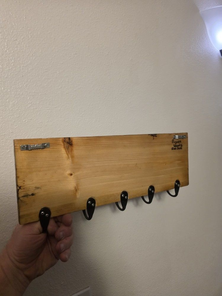 Beautiful Fractal Burned Live Edge Key Holder.