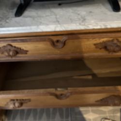 Antique marble top solid oak dresser