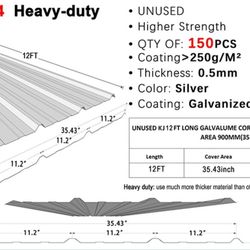 12ft Long Galvanized Corrugated Steel Panels