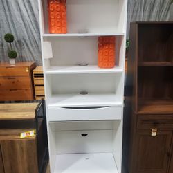 Modern 5-Shelf Bookshelf with Drawer