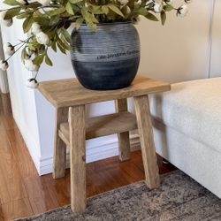 Earthy Minimalist Home Nightstand/Side Table With Shelf 