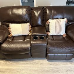 Brown Leather Couches With Reclining 