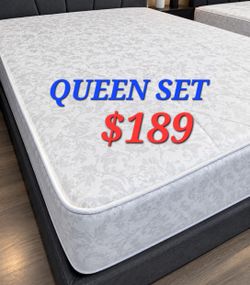 QUEEN SET $189 ** MATTRESS AND BOX SPRING
