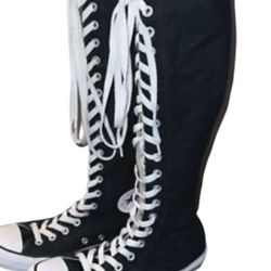 canvas knee high sneaker boots