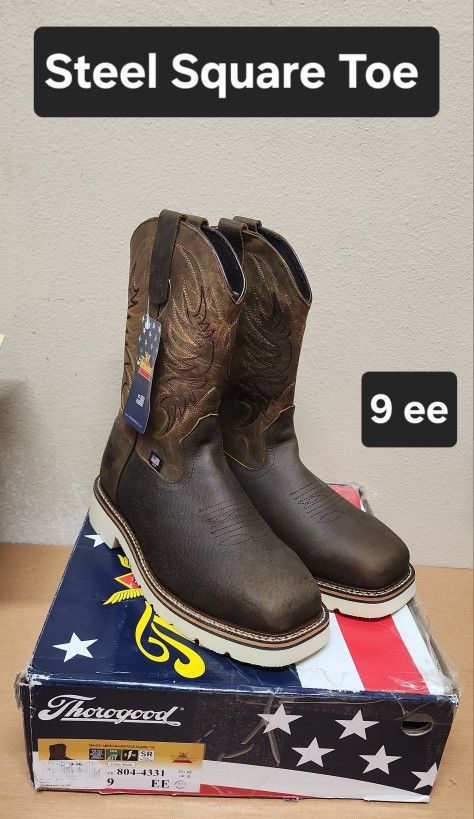 Thorogood Work Boot Size 9 ee STEEL SQUARE TOE