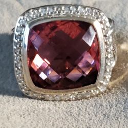 DY Pink Tourmaline and Diamond Albion Ring