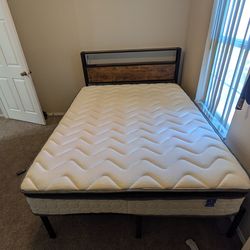 Bed Frame + Mattress w/ LED Lights & Outlet – Modern Setup