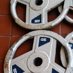PAIR OF 45 LB. OLYMPIC  EASY  GRIP  PLATES