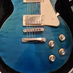 Epiphone Les Paul, 60's Quilt Top Edition Translucent Blue W/ Hard Case