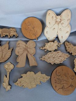 Laser Cut Wood Hair Clip Set with Whimsical Nature and Fantasy Designs