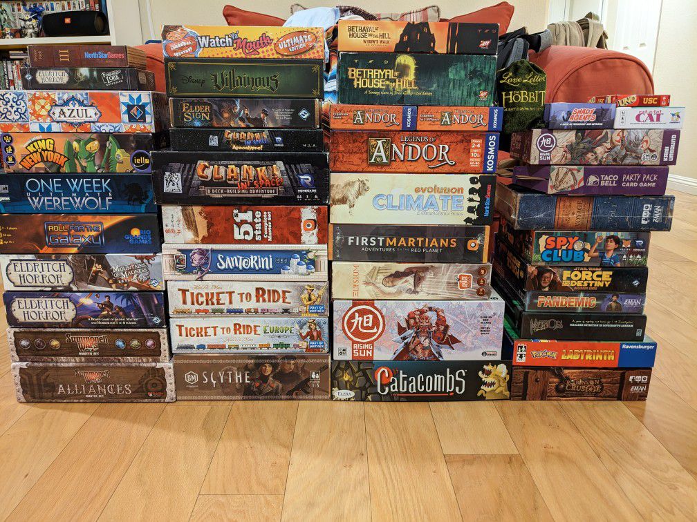 Board Game Lot | Azul, Rising Sun,Clank!,T To Ride,Scythe, Pokemon,Star Wars,Eldritch Horror,Summoner Wars 