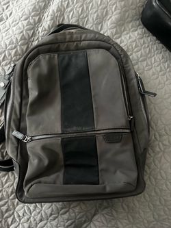 TUMI Gray and Black Nylon and leather Backpack