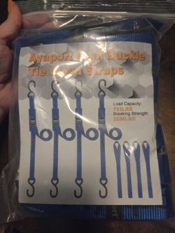 Ayaport Cam Buckle Tie Down Straps 6 feet, 4 Pack
2200lbs Break Strength Securing Straps with S Hooks for Motorcycle, Kayak, Car, Truck, Dirt Bike, Bl