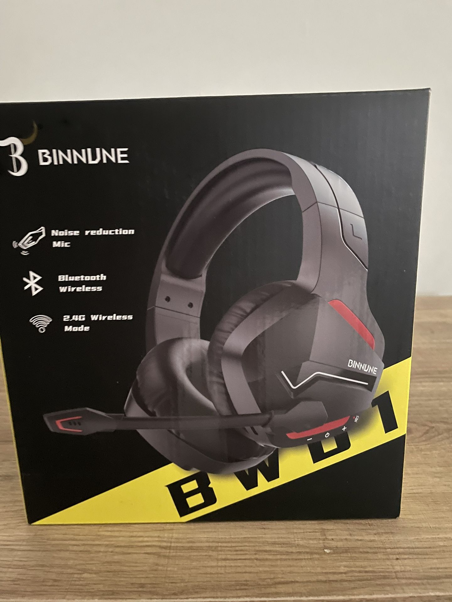 BINNUNE Wireless Gaming Headset with 2.4GHz for PS5, PS4, PC, Switch, FPS Gamers, 120Hrs+ Bluetooth 5.3 Gaming Headsets with Noise Canceling Mic, 50MM