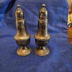 VINTAGE EMPIRE STERLING SILVER WEIGHTED SALT & PEPPER SHAKERS #242