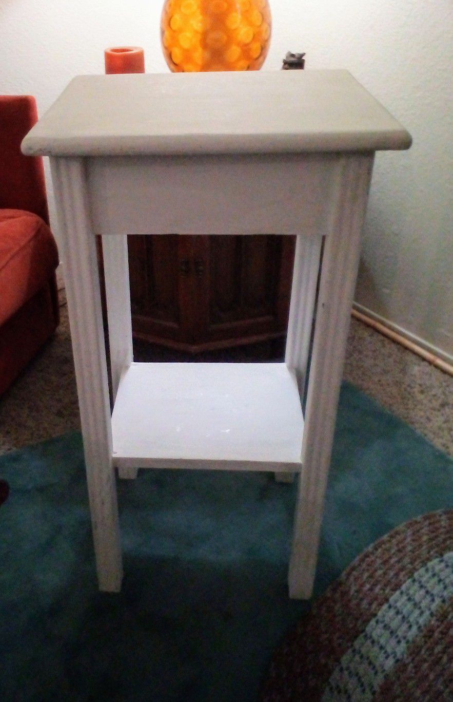 White Wood Side Table Or Plant Stand 29.5"T x 16"W x 14"D 