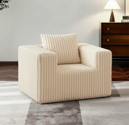 Beige 52*79 inches frameless chair, no-assembly sofa, sofa, memory foam reading chair with pillow for living room, bedroom, playroom
