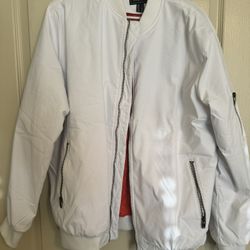 White Bomber Jacket - Like new Large