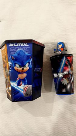 Sonic 3 Regal Exclusive Popcorn Bucket Tin And Holographic Cup w/Sonic Topper