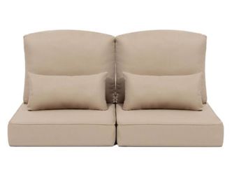 2-Pieces Outdoor Couch Cushion w/ Pillows and Removable Cover Thickened Patio Cushion in Beige