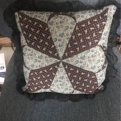 Pr Off Patch Work Pillows With Lace Trim