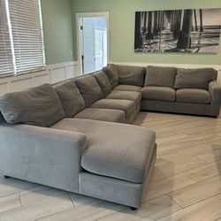 Gray Suede Like Sectional 154”X101”X91”