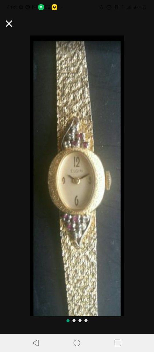 LADIES GOLD DIAMOND & RUBY WATCH