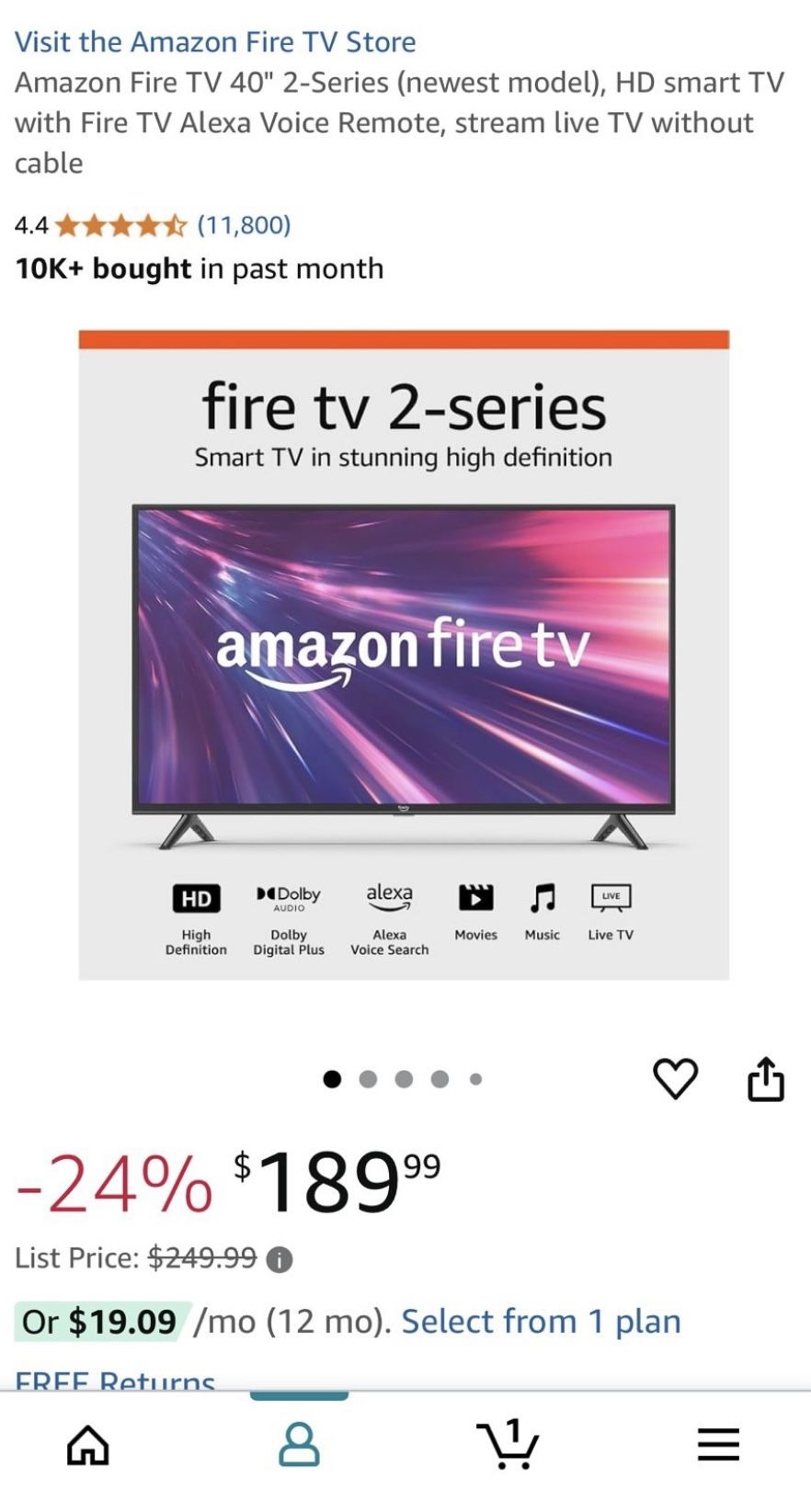 40” Amazon Fire TV