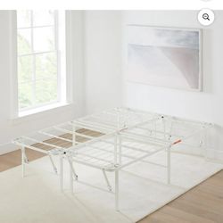 Mainstays Full 14" High Profile Foldable Steel Platform Bed Frame with Storage Space Under Frame, No Box Spring Required, White