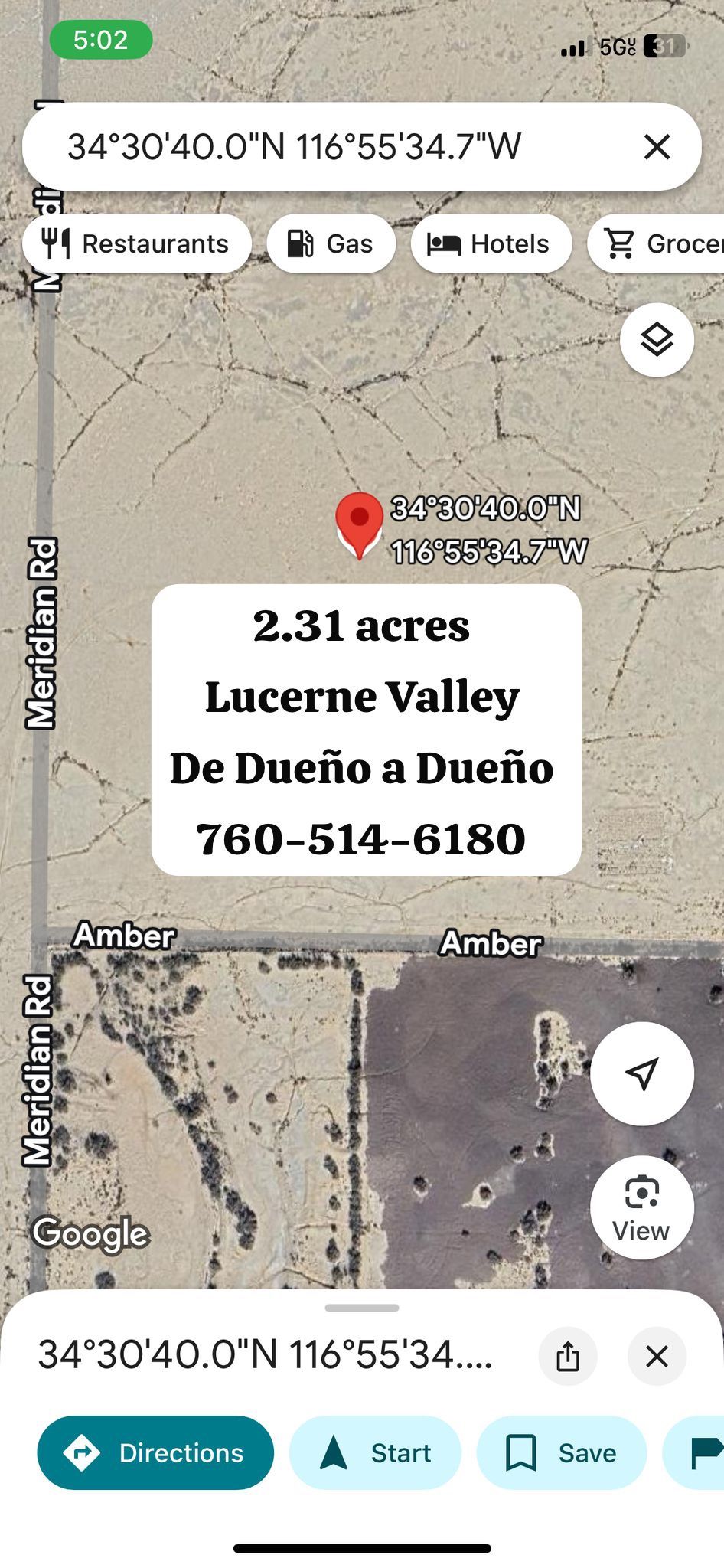 2.31 Acres En Lucerne Valley De Venta De Dueño A Dueño