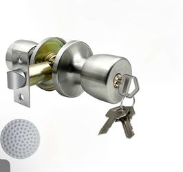 Stainless Satin Nickel Door Knob with Lock and Different Keys Round Ball Lock Interior/Exterior Door Knob for Bedroom Or Bathroom