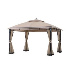 Hampton Bay- Jasper Hill 11 ft. x 13 ft. Brown Soft Top Gazebo with Solar LED Lighting