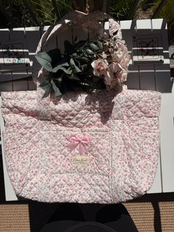 MOON NUDE PEONY HAND MADE QUILTED TOTE BAG