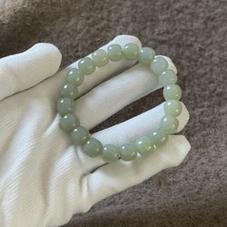 Premium Grade AAA Hetian Jade Nephrite Bead Bracelet, Antique Gemstone Jewelry