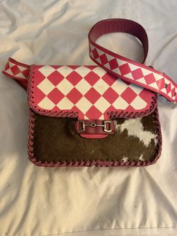 New Pink Leather With Cowhide Bag