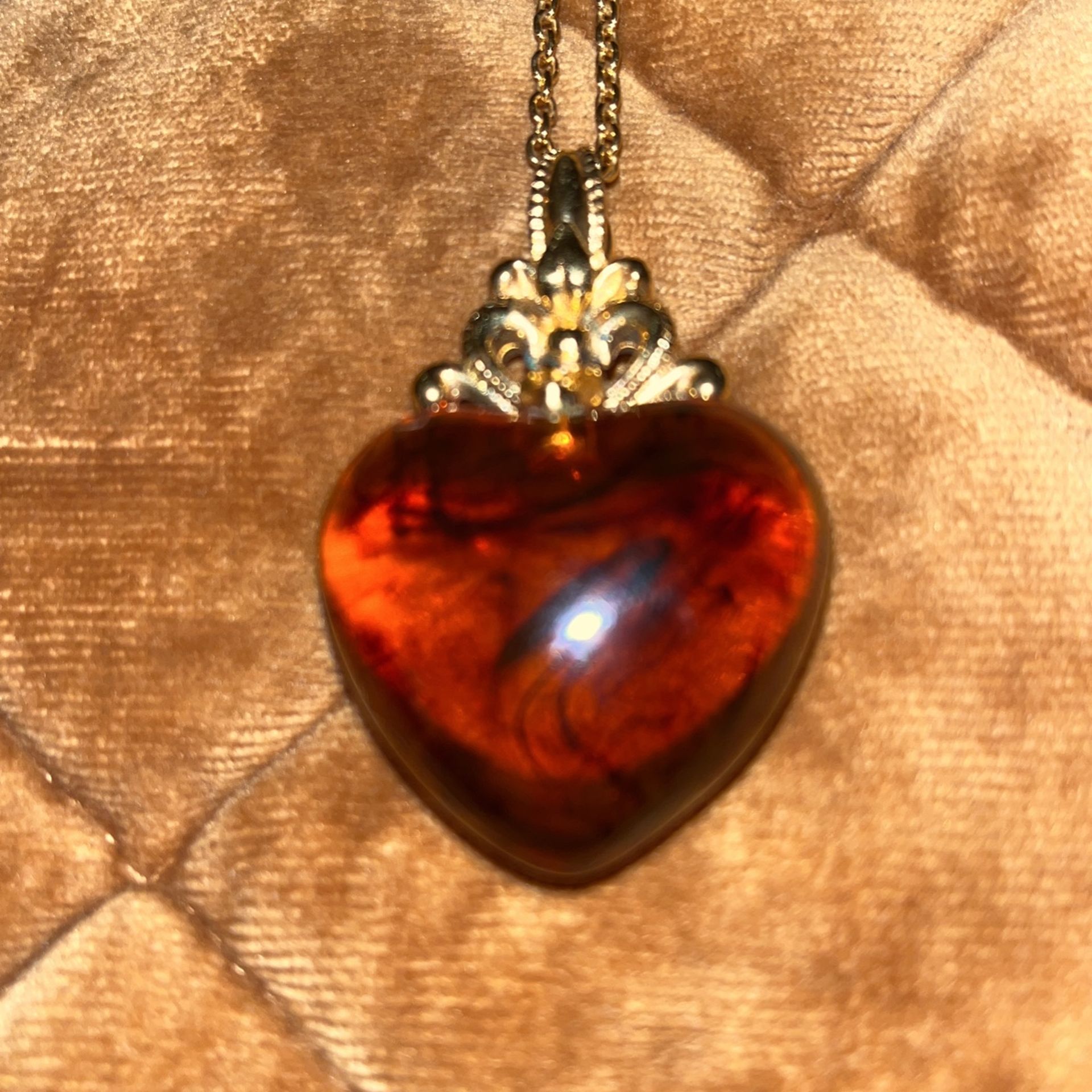 Amber Color Heart ❤️ Necklace