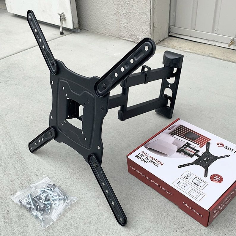 New In Box $19 Full Motion TV Wall Mount for 17-55” TVs Swivel and Tilt Bracket VESA 400x400mm, Max weight 66 Lbs 