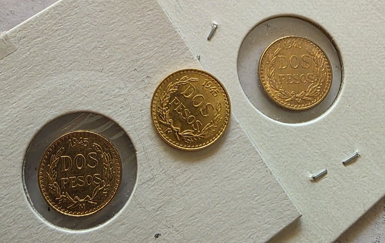1945 (3 Gold Coins) Mexico Dos Pesos
